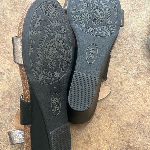 Sofft Vanita Leather Strappy Slingback Black and Metallic Copper Wedges 9 - Picture 13 of 13